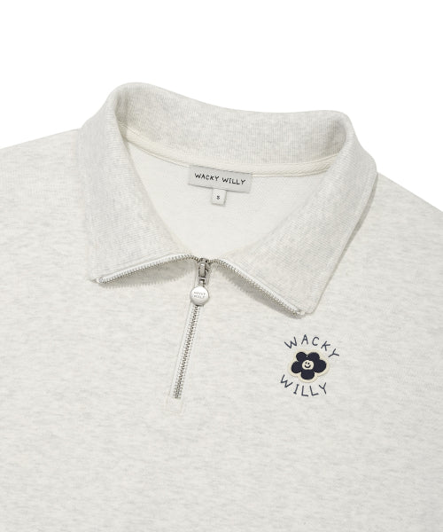 Women's Lily Cropped Collar Half Zip-Up Oatmeal