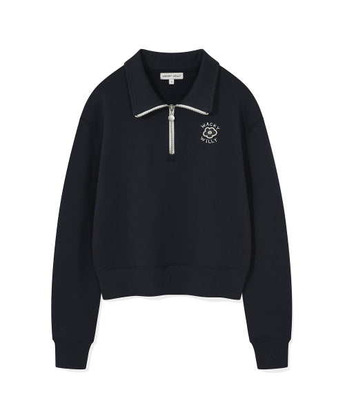 Women's Lily Cropped Collar Half Zip-Up Navy