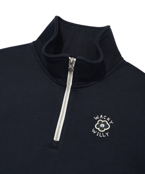 Women's Lily Cropped Collar Half Zip-Up Navy