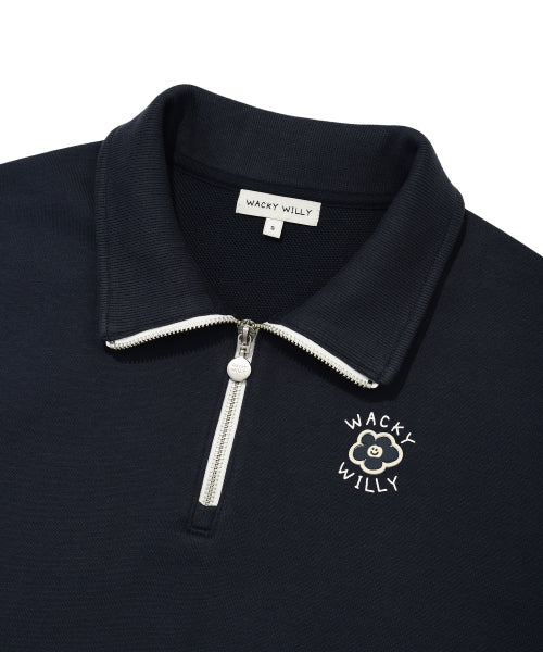 Women's Lily Cropped Collar Half Zip-Up Navy