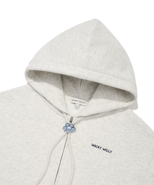 Women's typo logo cropped hooded zip-up oatmeal
