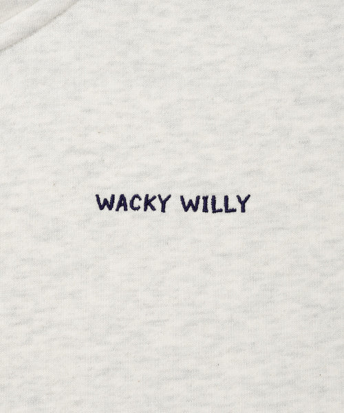 Women's typo logo cropped hooded zip-up oatmeal