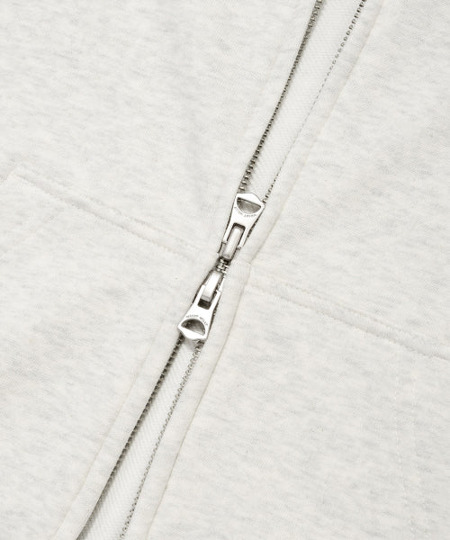 Women's typo logo cropped hooded zip-up oatmeal