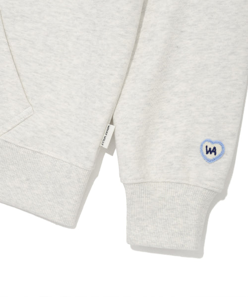 Women's typo logo cropped hooded zip-up oatmeal