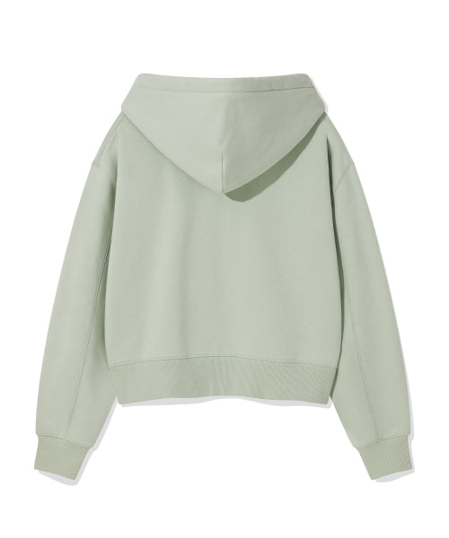 Women's typo logo cropped hooded zip-up green
