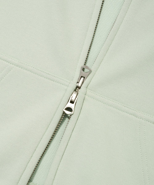 Women's typo logo cropped hooded zip-up green