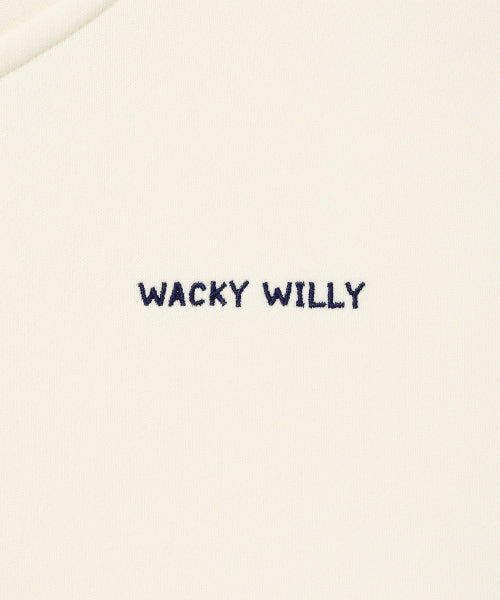 Women's typo logo crop hooded zip-up cream