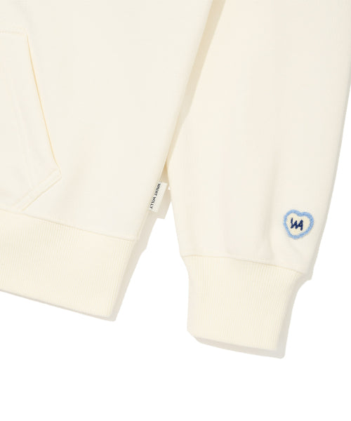Women's typo logo crop hooded zip-up cream