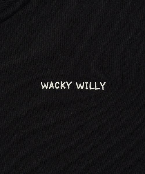 Women's typo logo cropped hooded zip-up black