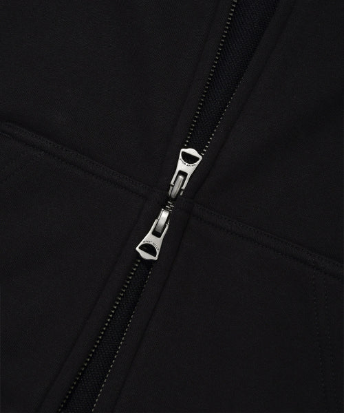 Women's typo logo cropped hooded zip-up black