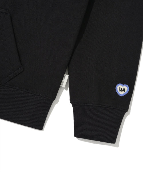 Women's typo logo cropped hooded zip-up black