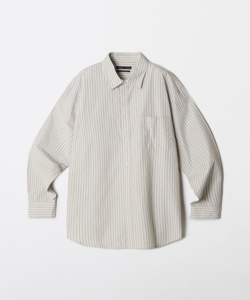 [High-Density Cotton] Stripe Oversized Fit Shirt (Bio-Washing)_SPYWF49M01