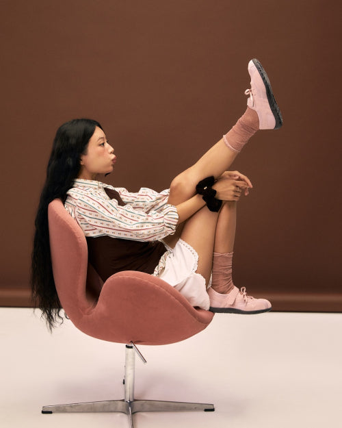 Romari Suede Lace-Up Sneakers Cocoa Mob Pink FLOTFA3W60