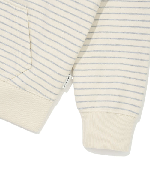 Women's Stripe Crop Hooded Zip-Up Cream