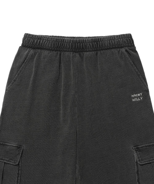 Women's jersey denim washed cargo pants gray
