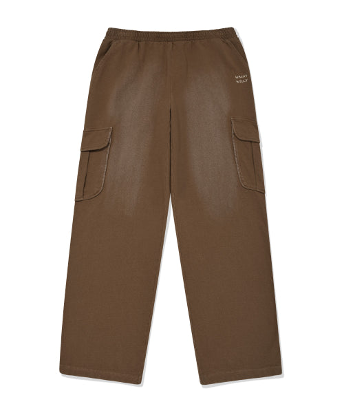 Women's jersey denim washed cargo pants brown