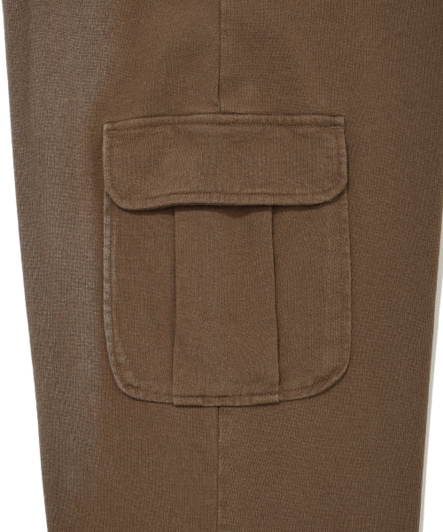 Women's jersey denim washed cargo pants brown