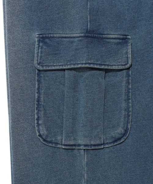 Women's jersey denim washed cargo pants blue