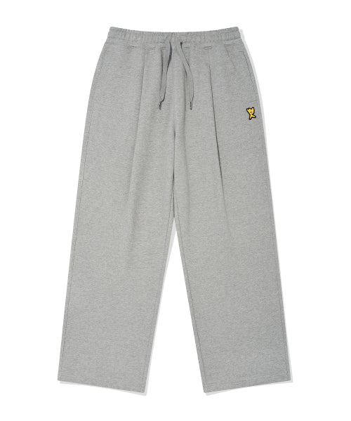 One-tuck wide sweat pants gray