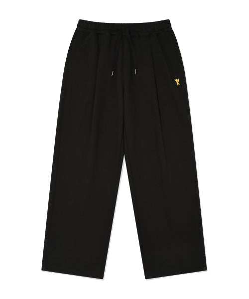 One-tuck wide sweat pants black