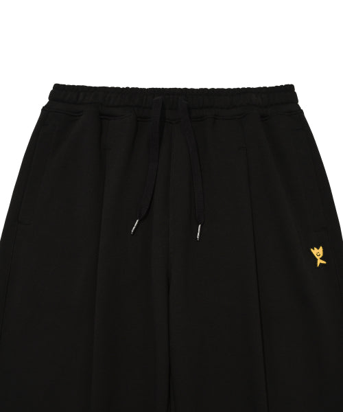One-tuck wide sweat pants black