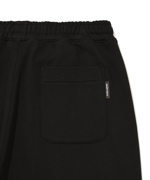 One-tuck wide sweat pants black