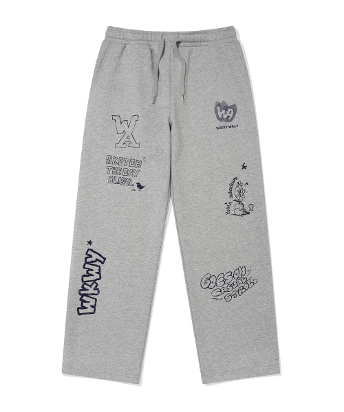 Graphic Sweat Pants Gray