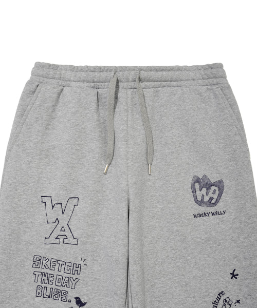 Graphic Sweat Pants Gray