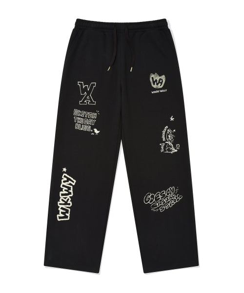 Graphic Sweat Pants Black