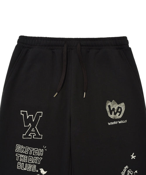 Graphic Sweat Pants Black
