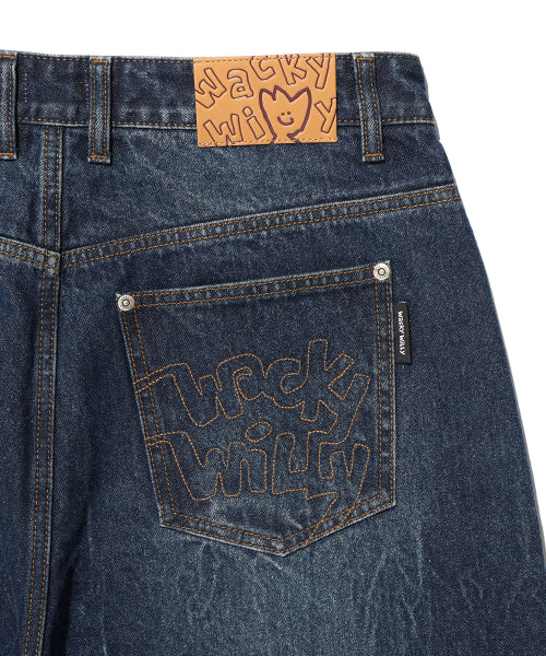 Balloon fit denim pants blue