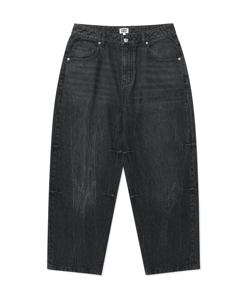 Balloon fit denim pants black