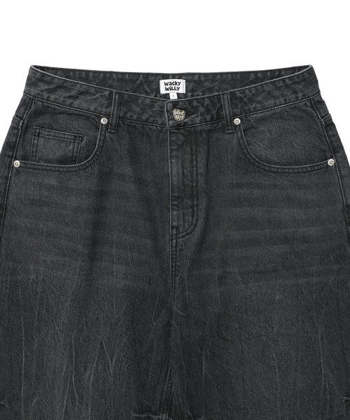 Balloon fit denim pants black