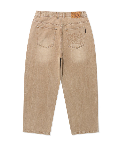 Balloon fit denim pants beige
