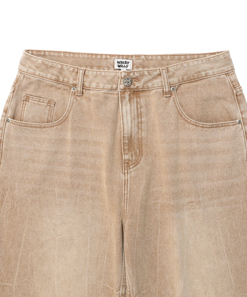 Balloon fit denim pants beige