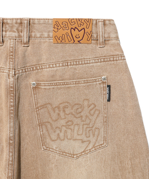 Balloon fit denim pants beige