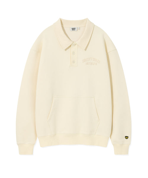 Graphic logo collar sweatshirt cream