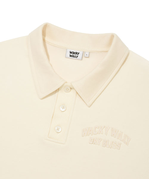 Graphic logo collar sweatshirt cream