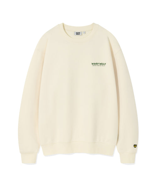 Back Printed Lettering Sweatshirt Cream