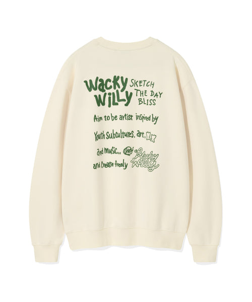 Back Printed Lettering Sweatshirt Cream
