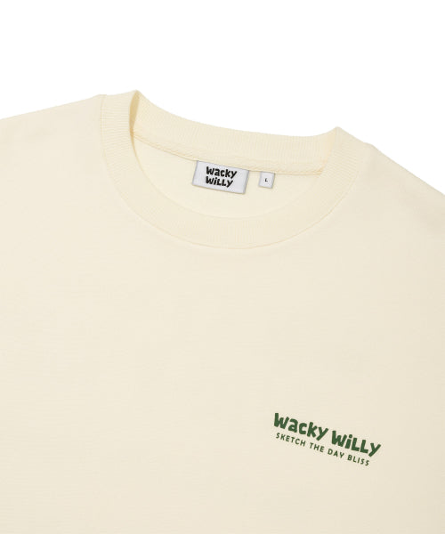 Back Printed Lettering Sweatshirt Cream
