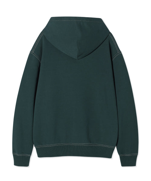 typo graphic stitch hooded sweat green