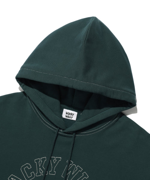 typo graphic stitch hooded sweat green