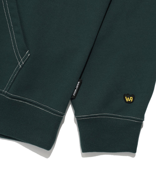 typo graphic stitch hooded sweat green