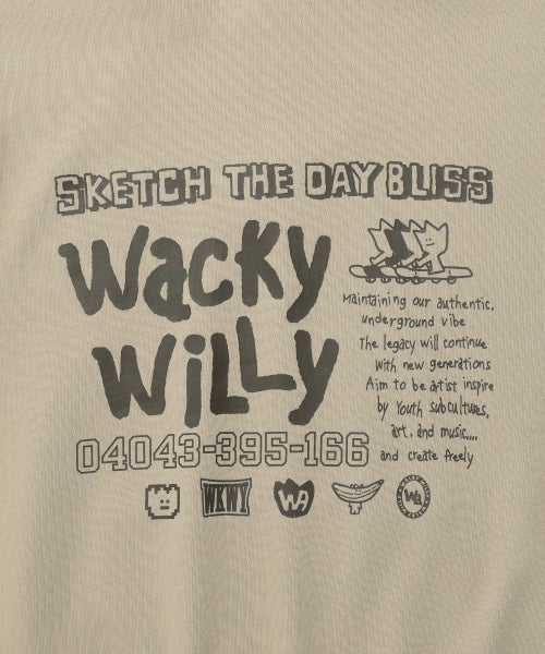 Sketch Graphic Hood Sweat Khaki