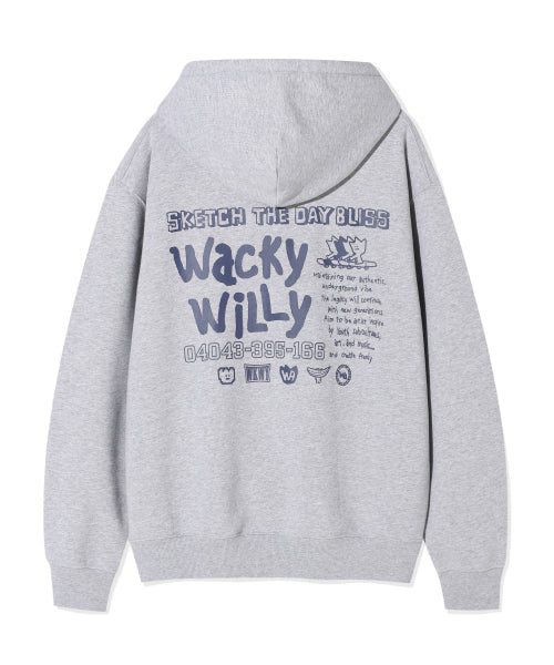 Sketch Graphic Hood Sweat Gray