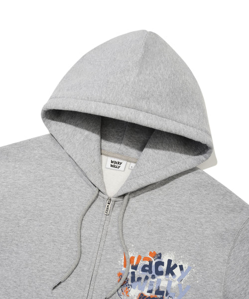 Spray Graphic Hoodie Zip-Up Gray
