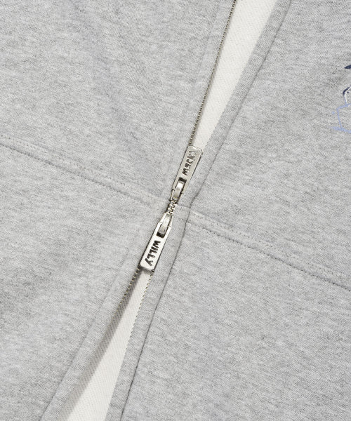 Spray Graphic Hoodie Zip-Up Gray