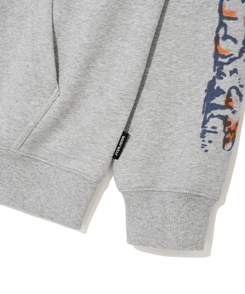 Spray Graphic Hoodie Zip-Up Gray