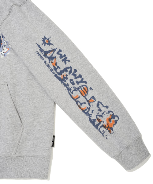 Spray Graphic Hoodie Zip-Up Gray